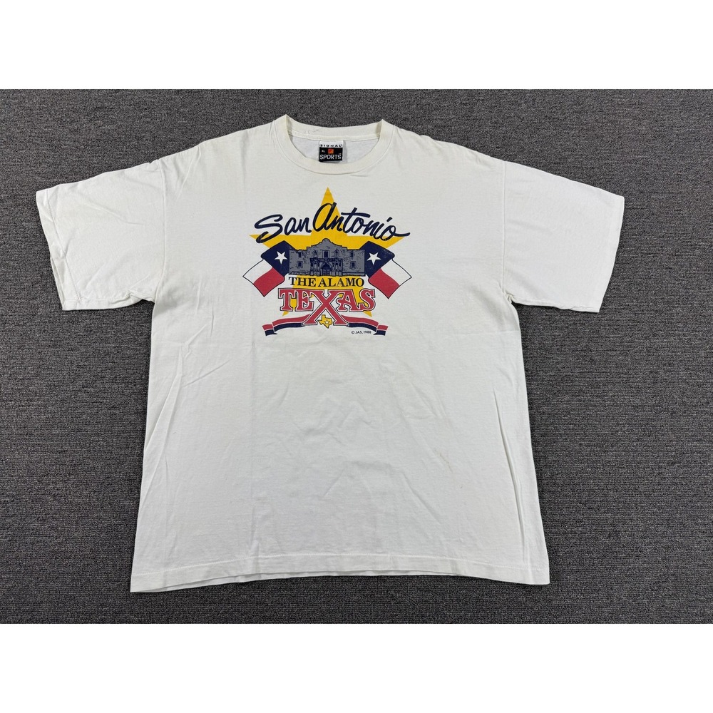 Vintage‎ San Antonio The Alamo Texas Graphic Shirt Mens XL Made USA 1988 80s